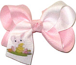 Medium Easter Bunny with Easter Eggs on White and Pink Bow